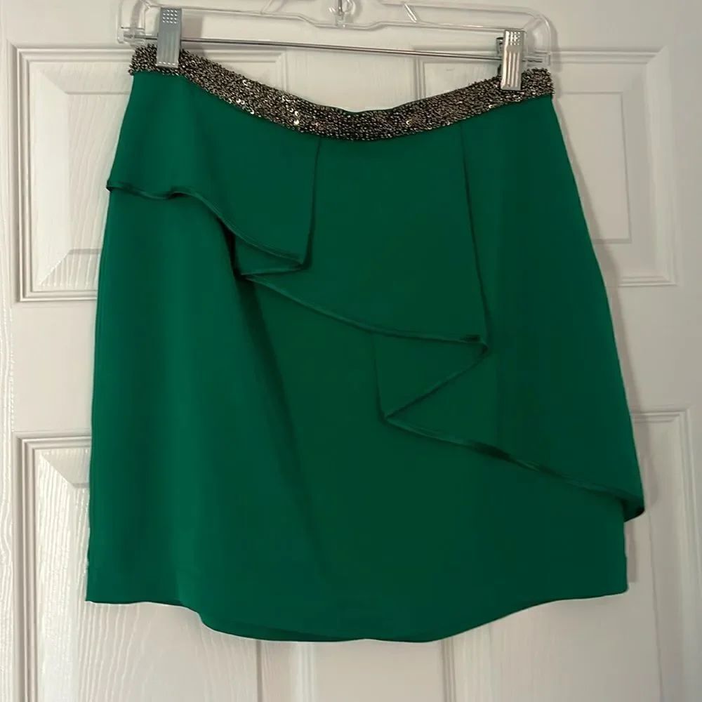 Robert Rodriguez Green Skirt - Size 6 - Sequin Lined on Top - Worn Once